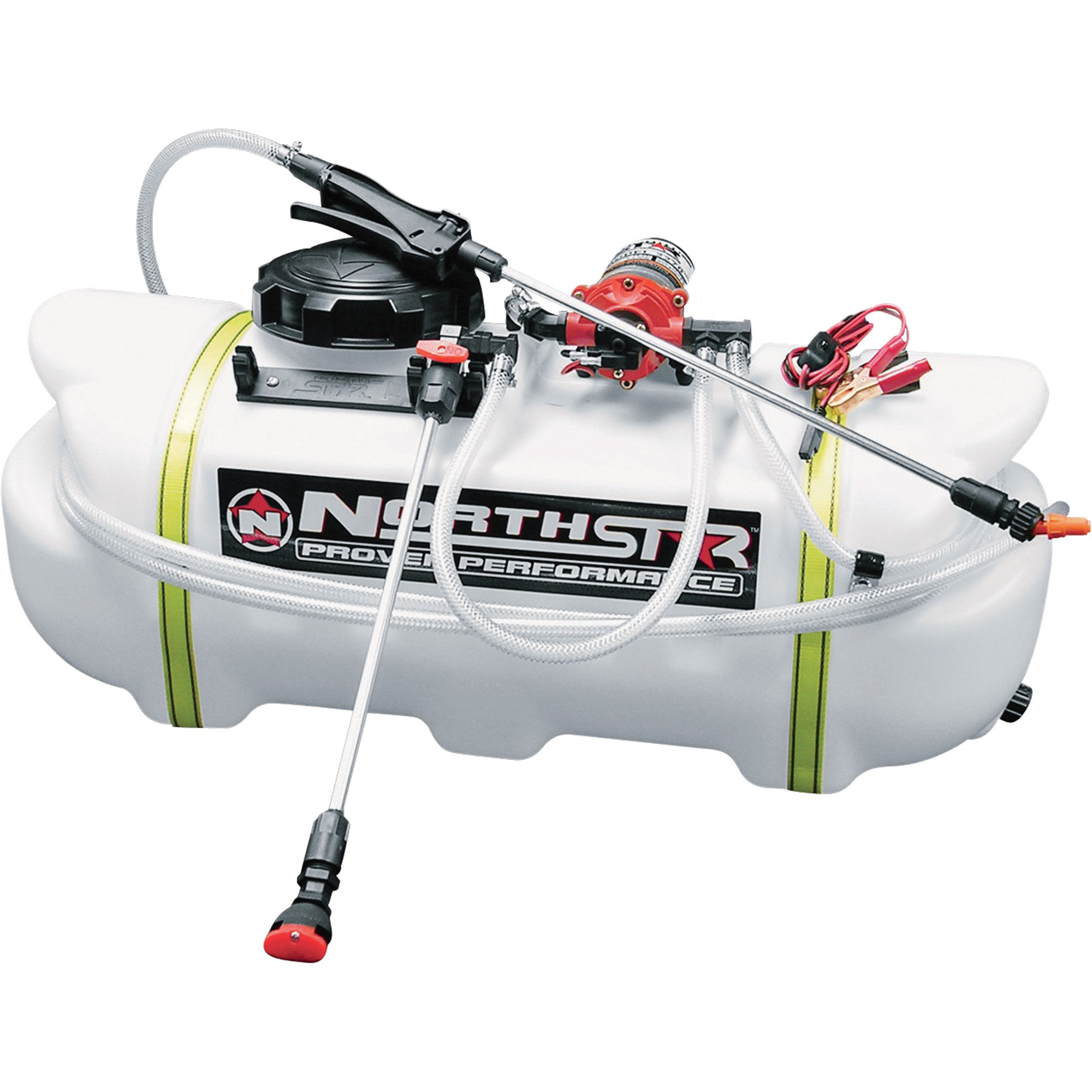 Please see replacement item# 2681101. NorthStar ATV Broadcast Spot Sprayer — 16 Gallon, 2.2 GPM, 12 Volt